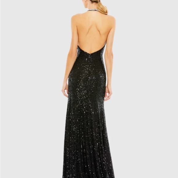 Mac Duggal 26943 NWT SEQUINED HIGH NECK RHINESTONE TRIM COLUMN GOWN - Picture 3 of 9